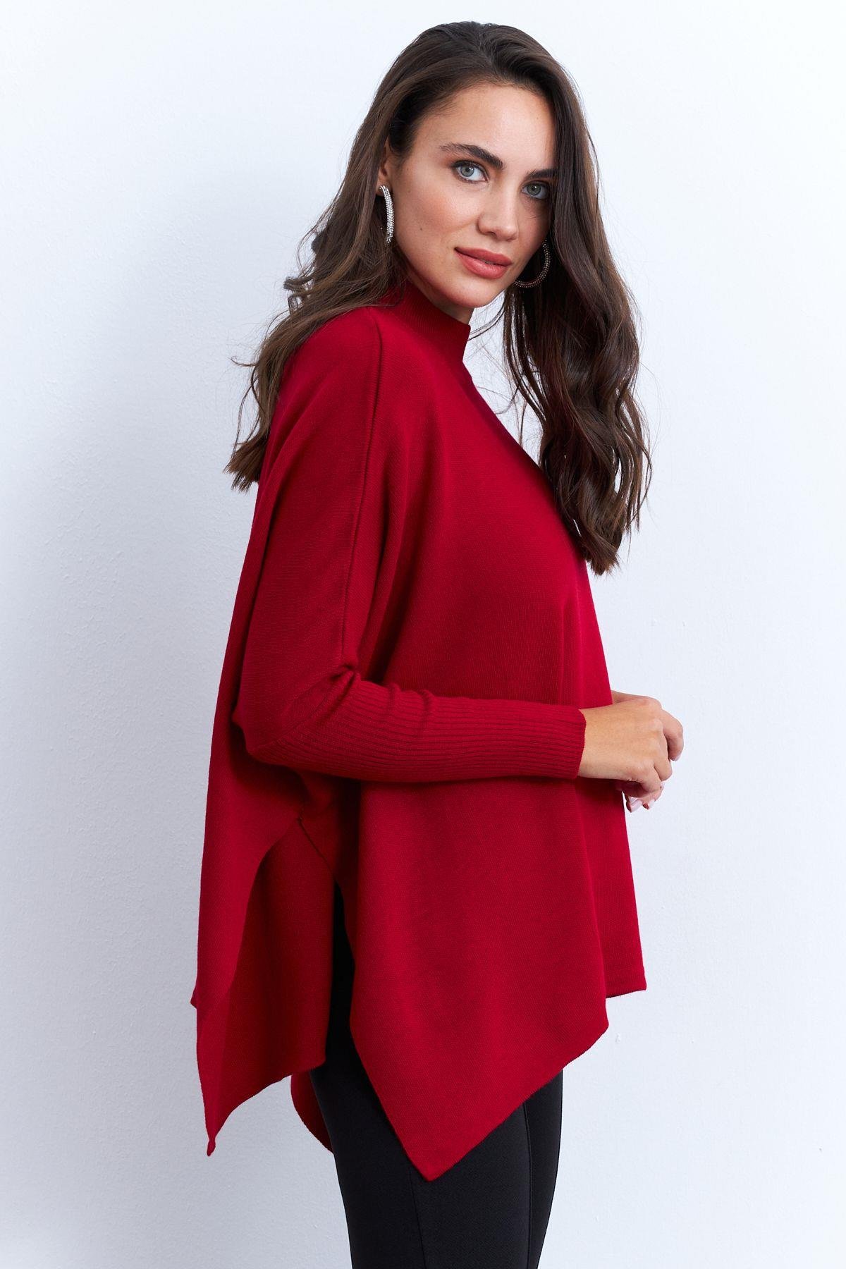 Kadın Ekru Yırtmaçlı Triko Bluz MSMT2262