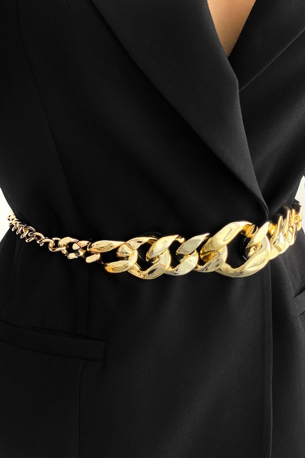 Kadın Gold Rengi Zincir Kemer BE629