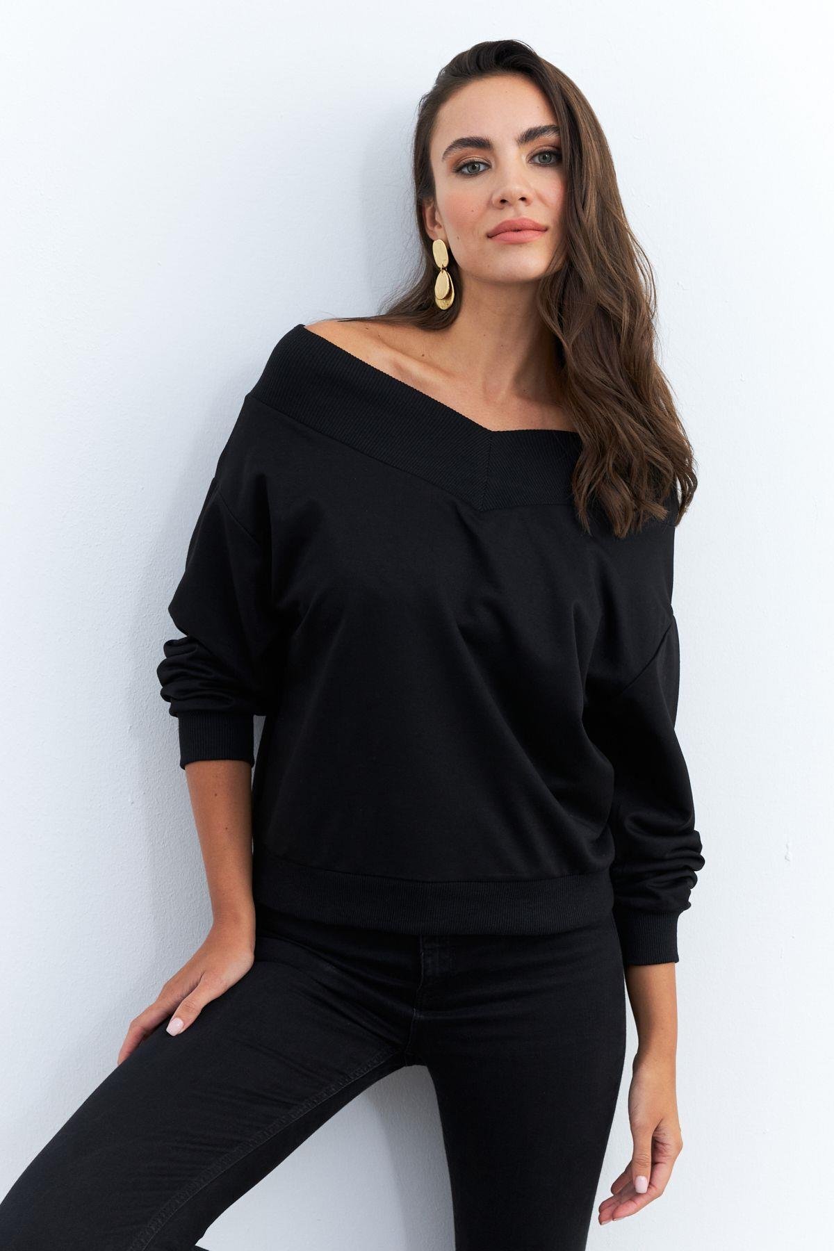 Kadın Gri Kısa Sweatshirt TF16