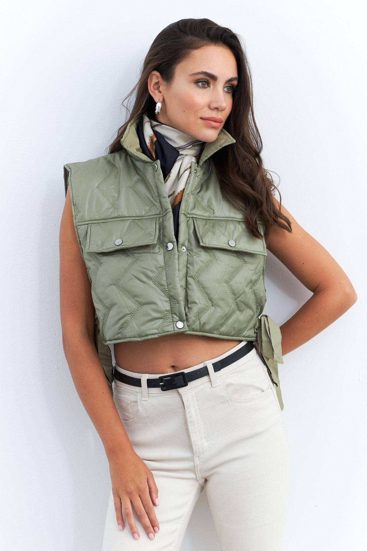 Kadın Mint Crop Yelek İS808