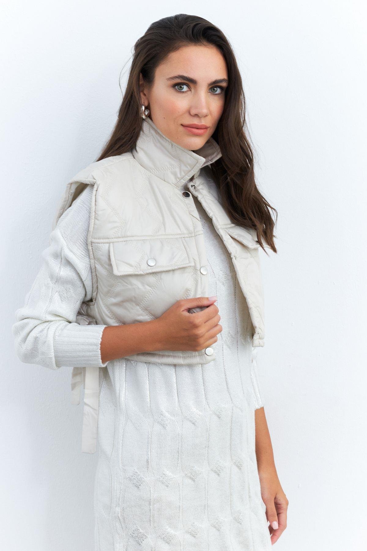Kadın Mint Crop Yelek İS808