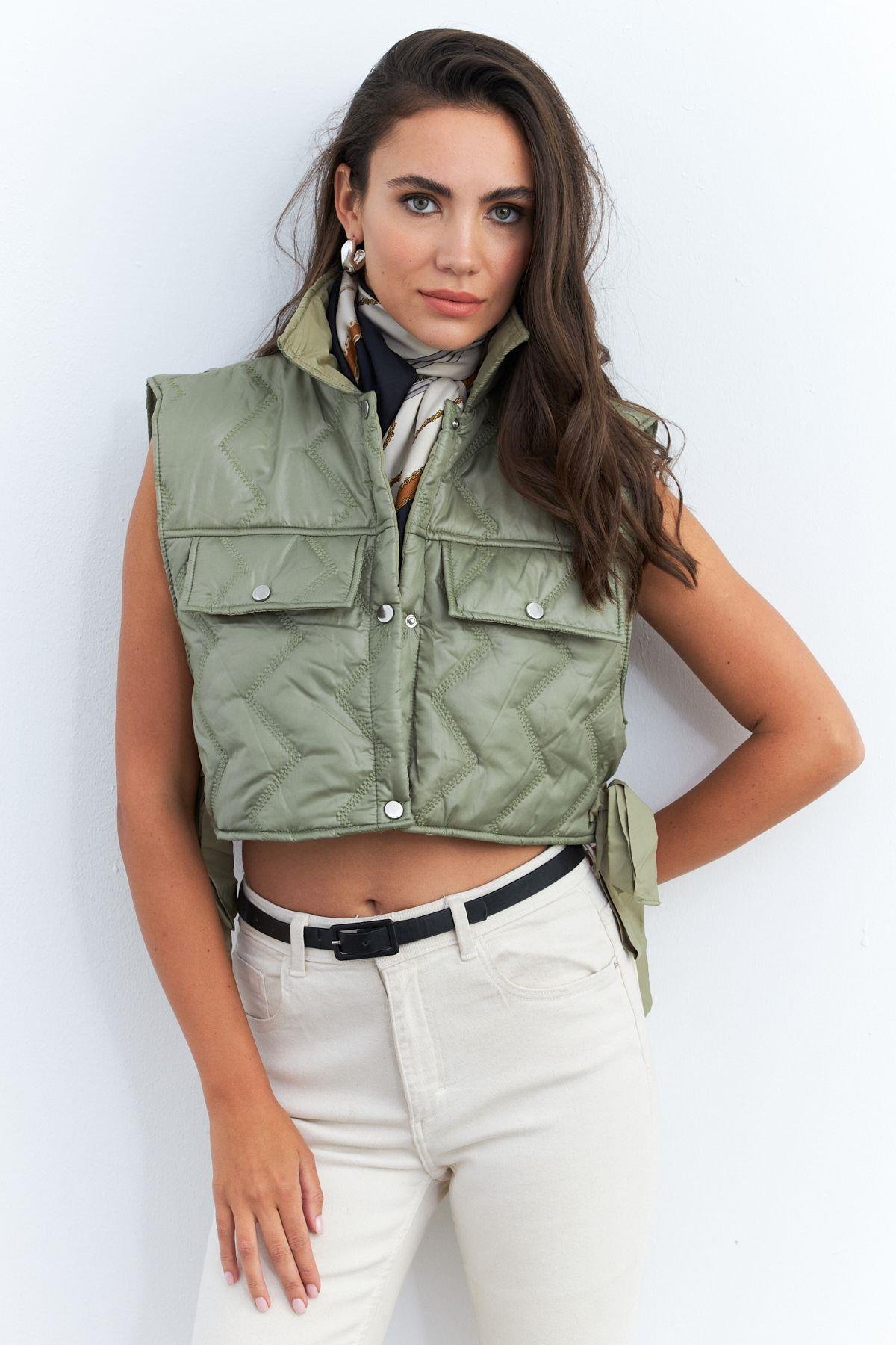 Kadın Mint Crop Yelek İS808