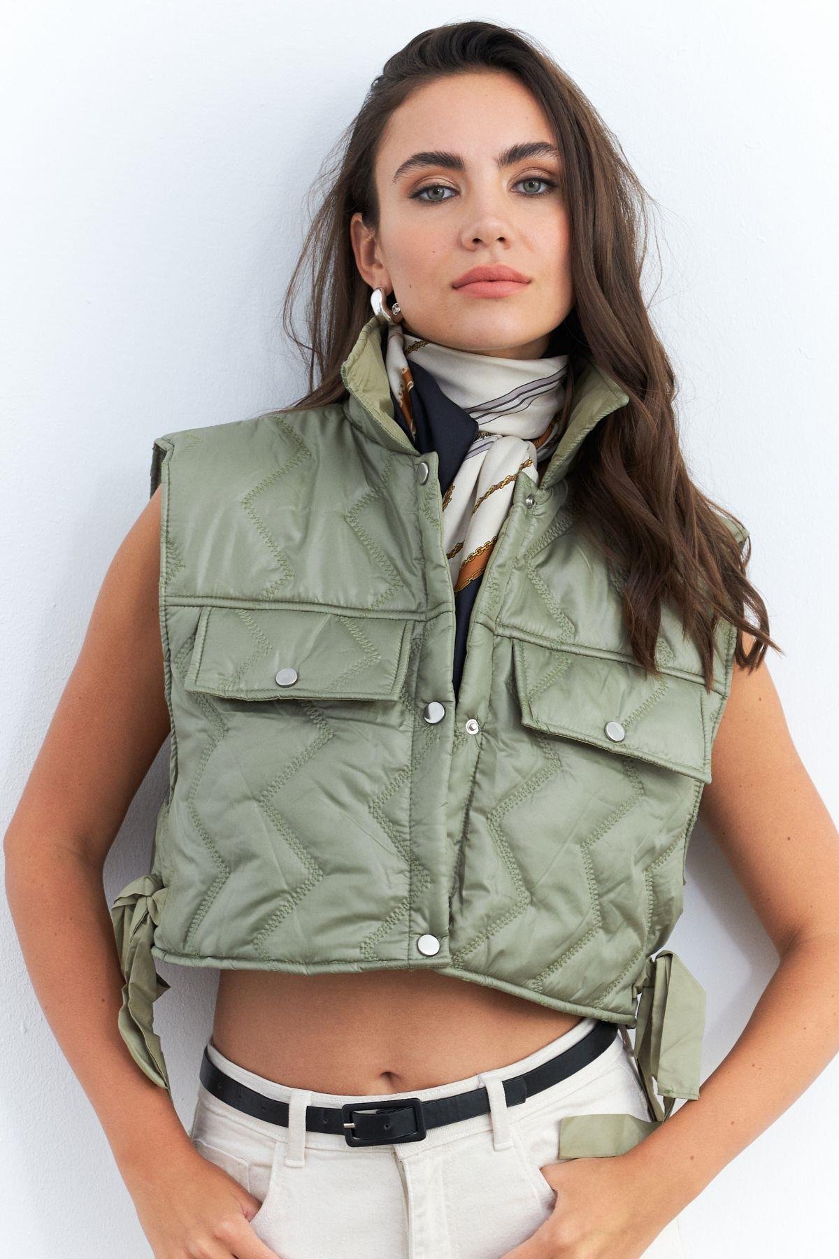 Kadın Mint Crop Yelek İS808