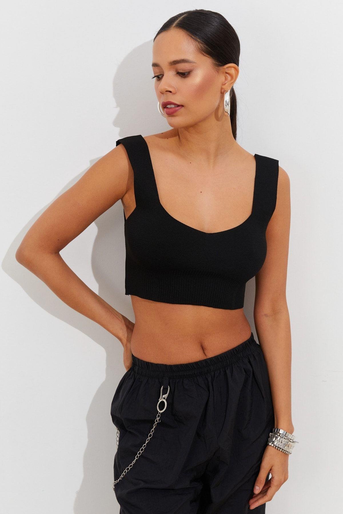 Kadın Mint Triko Crop Atlet YV118