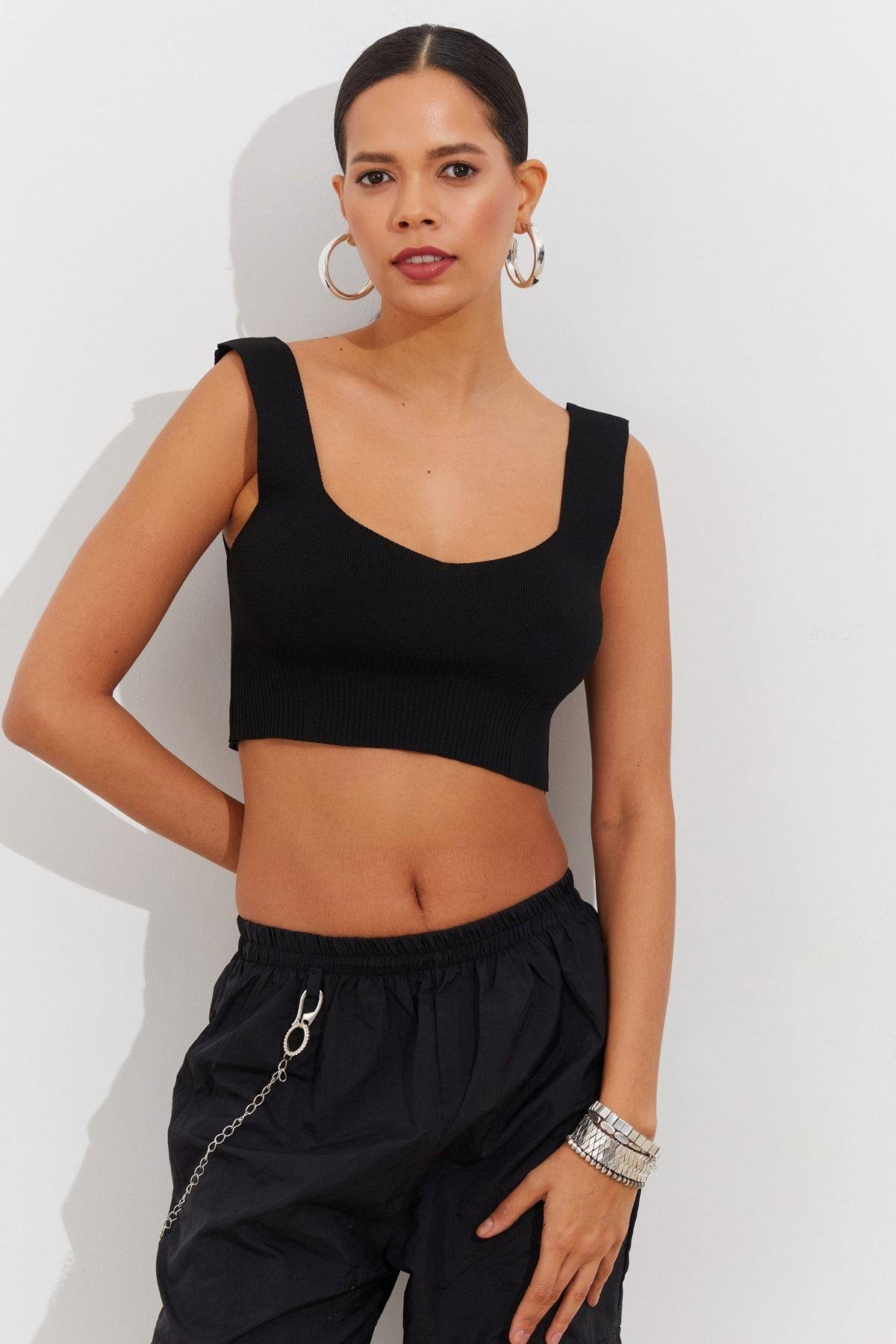 Kadın Mint Triko Crop Atlet YV118