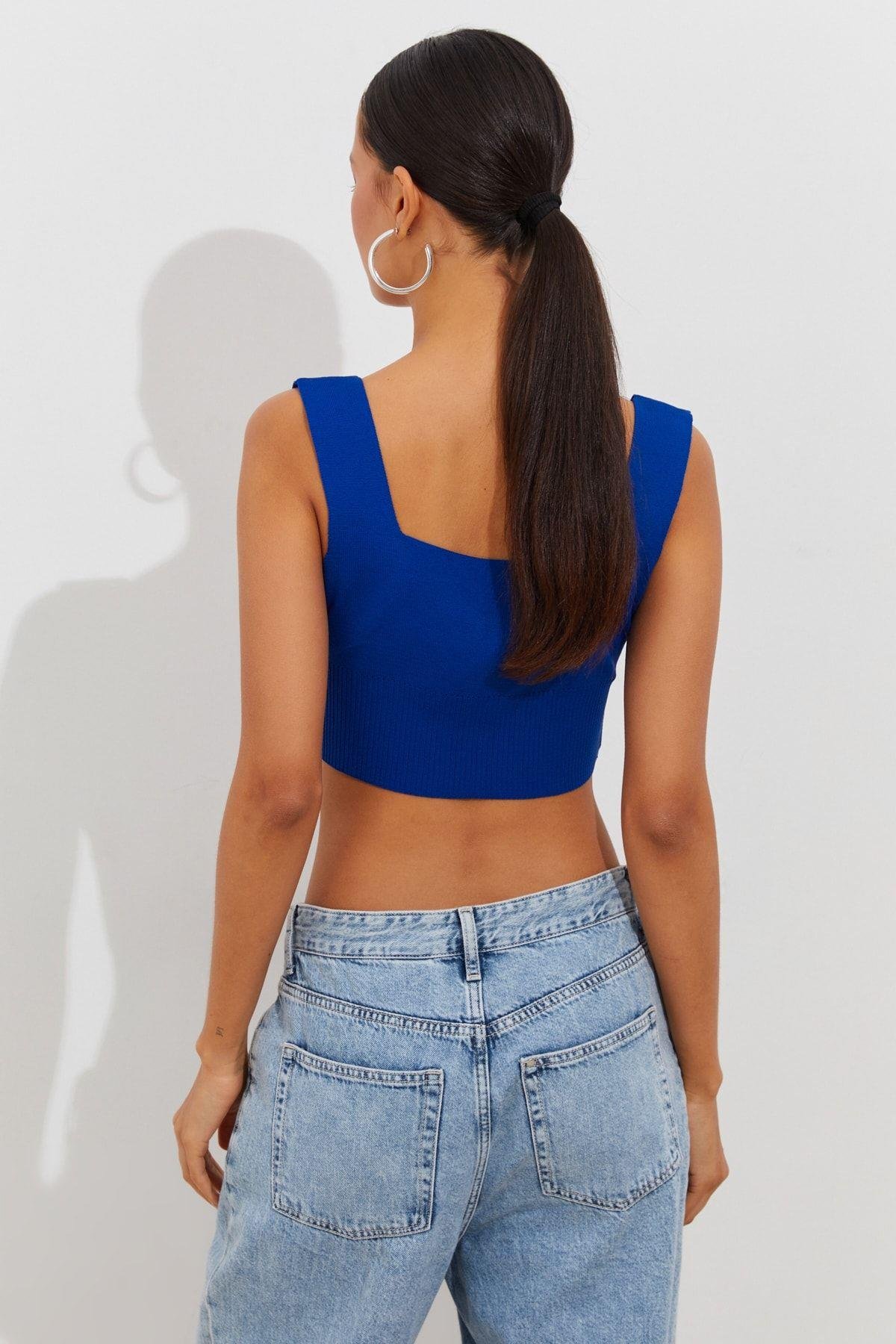 Kadın Mint Triko Crop Atlet YV118