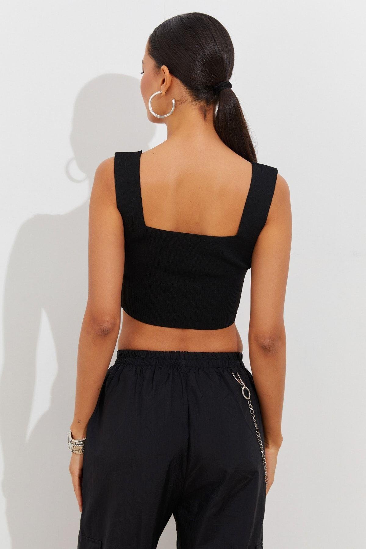 Kadın Mint Triko Crop Atlet YV118