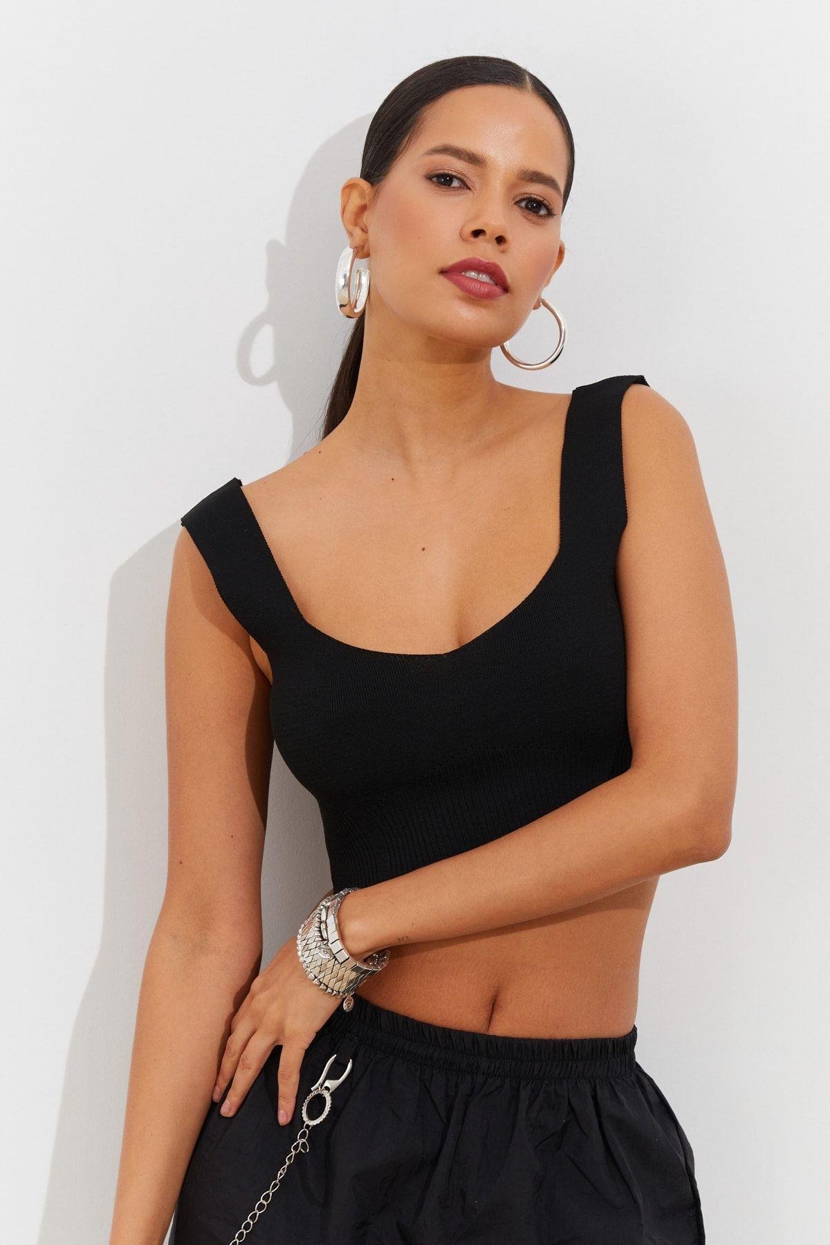 Kadın Mint Triko Crop Atlet YV118