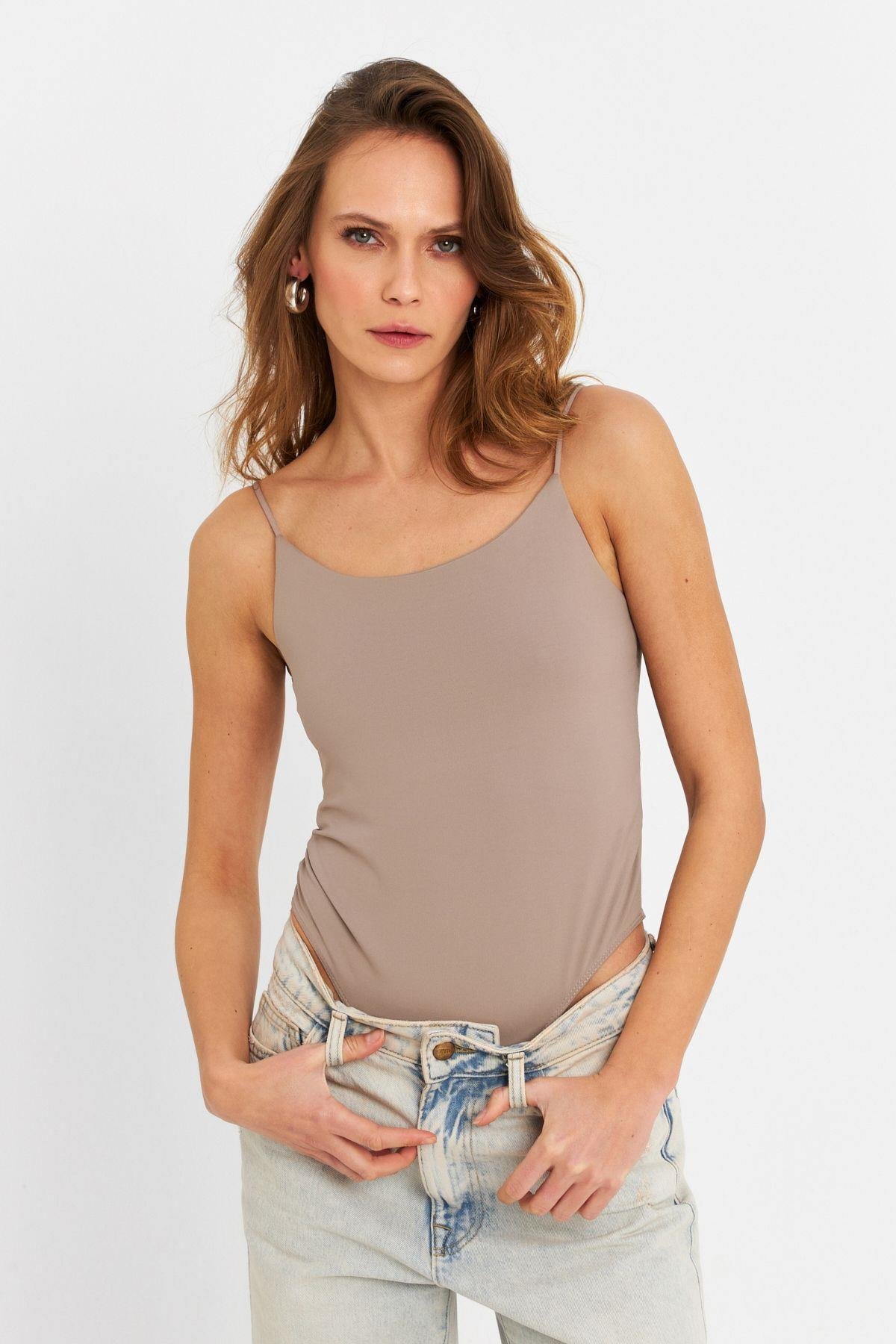 Kadın Saks Çıtçıtlı Body ZH129