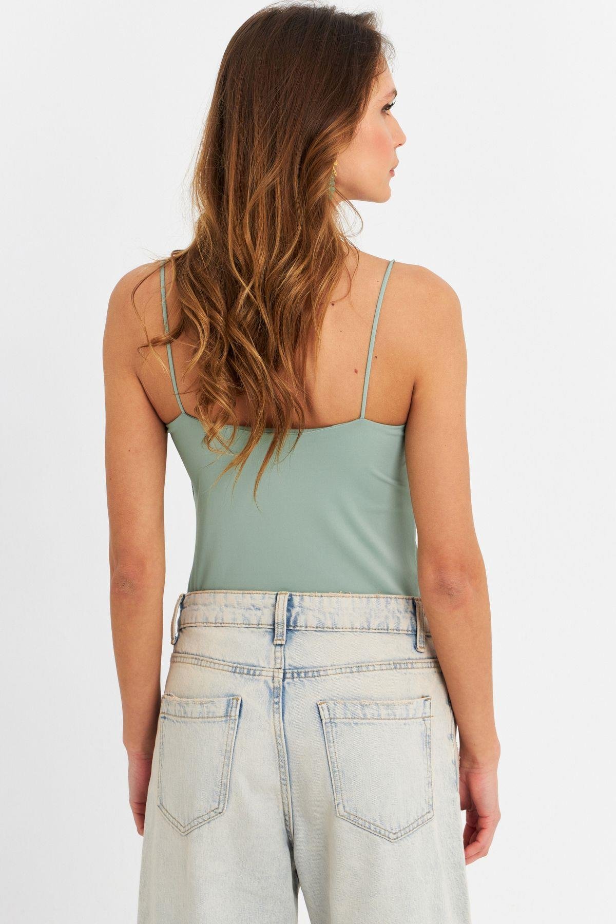 Kadın Saks Çıtçıtlı Body ZH129