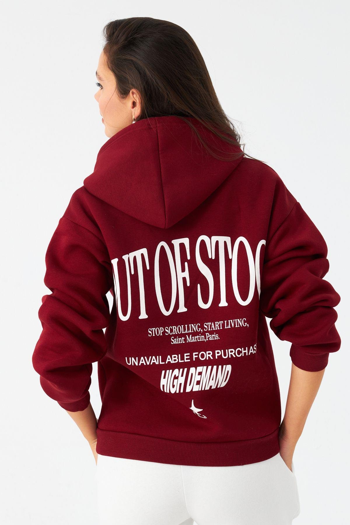Kadın Siyah Baskılı Kapüşonlu Sweatshirt DY1451