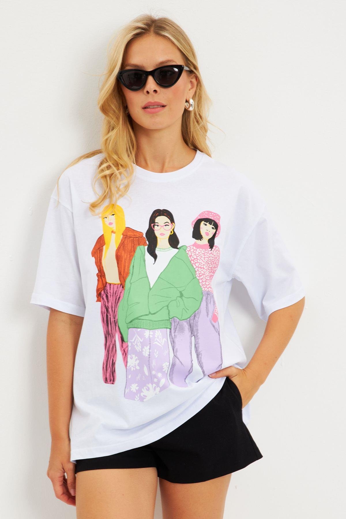 Kadın Siyah Baskılı T-Shirt DY1329