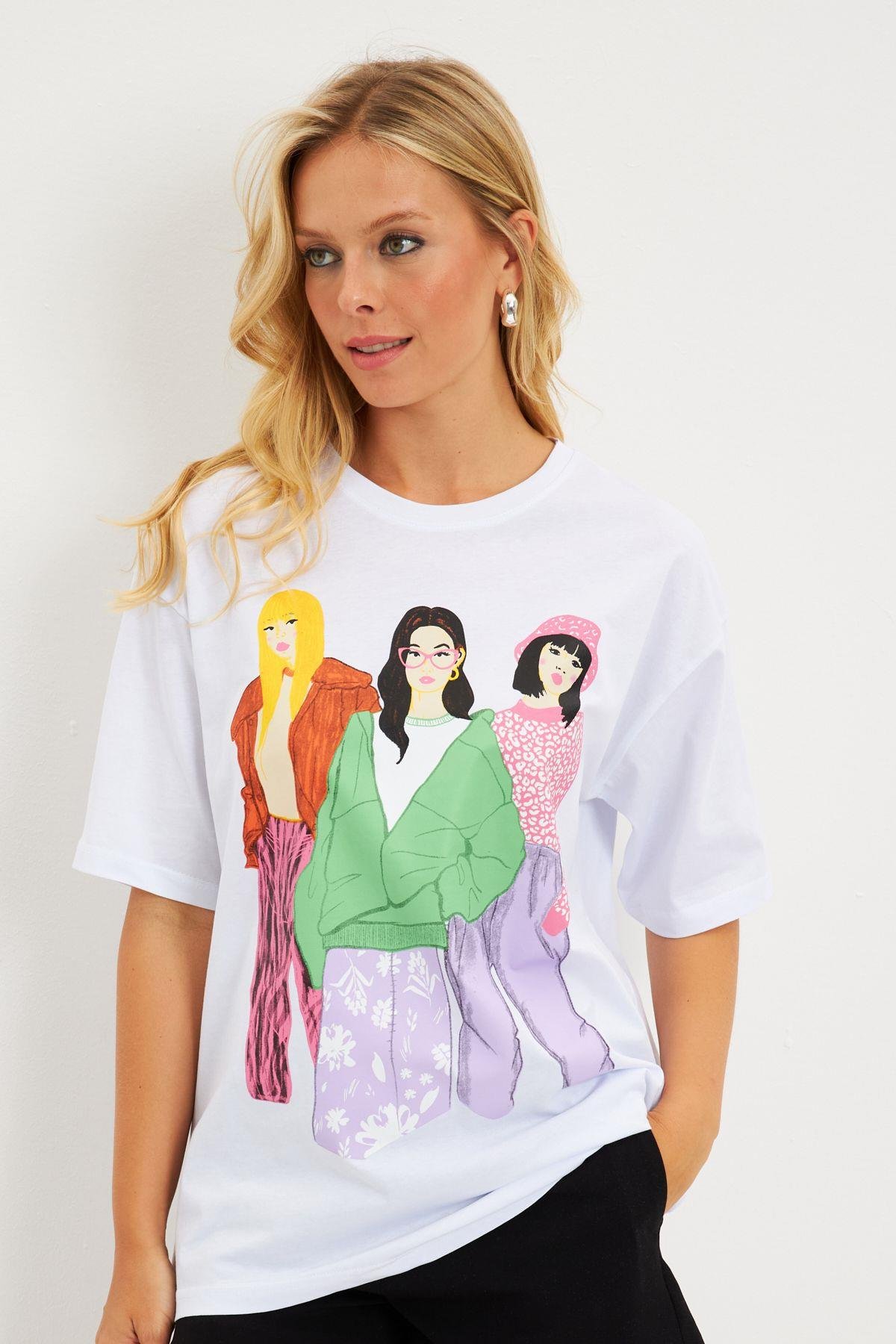 Kadın Siyah Baskılı T-Shirt DY1329
