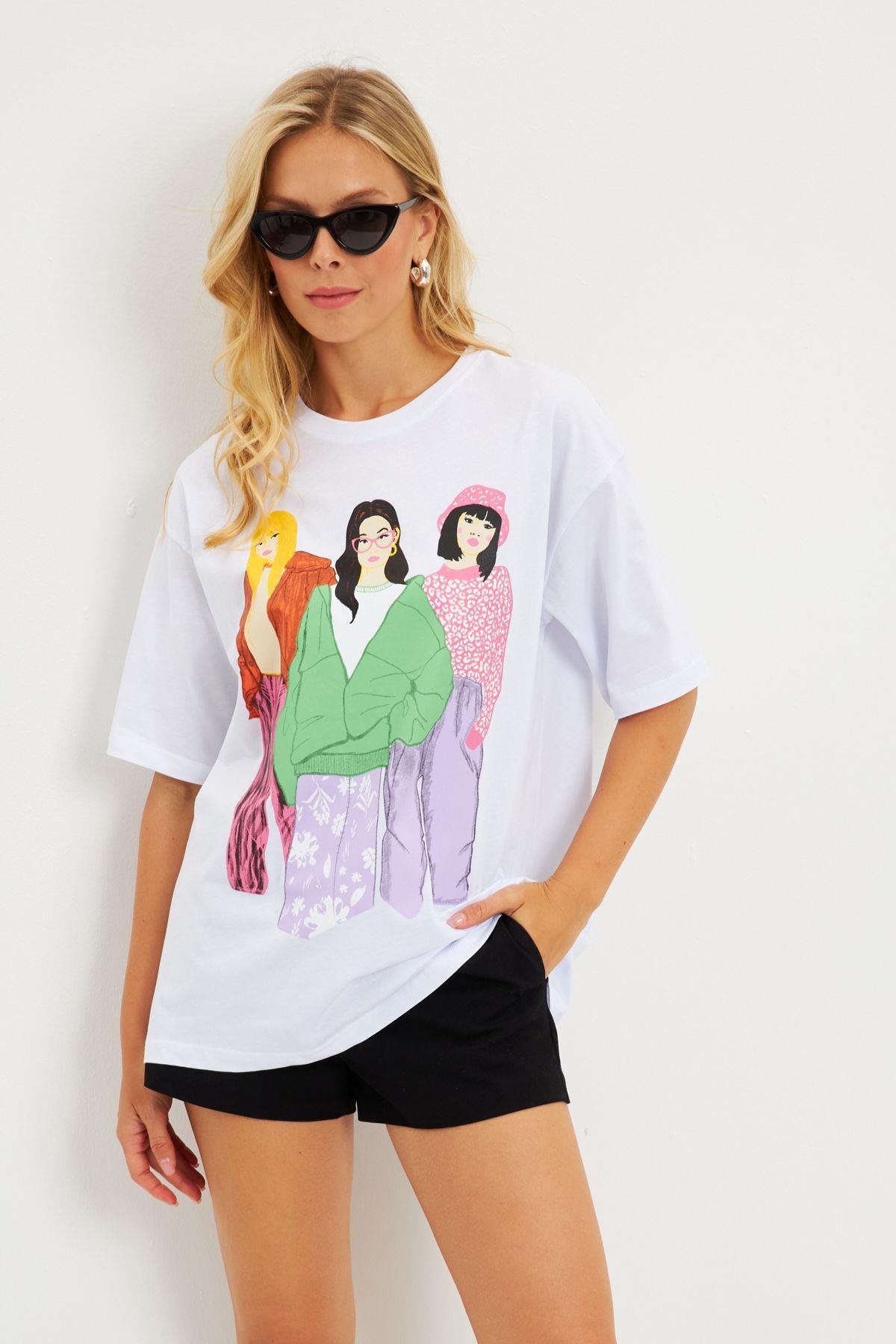 Kadın Siyah Baskılı T-Shirt DY1329