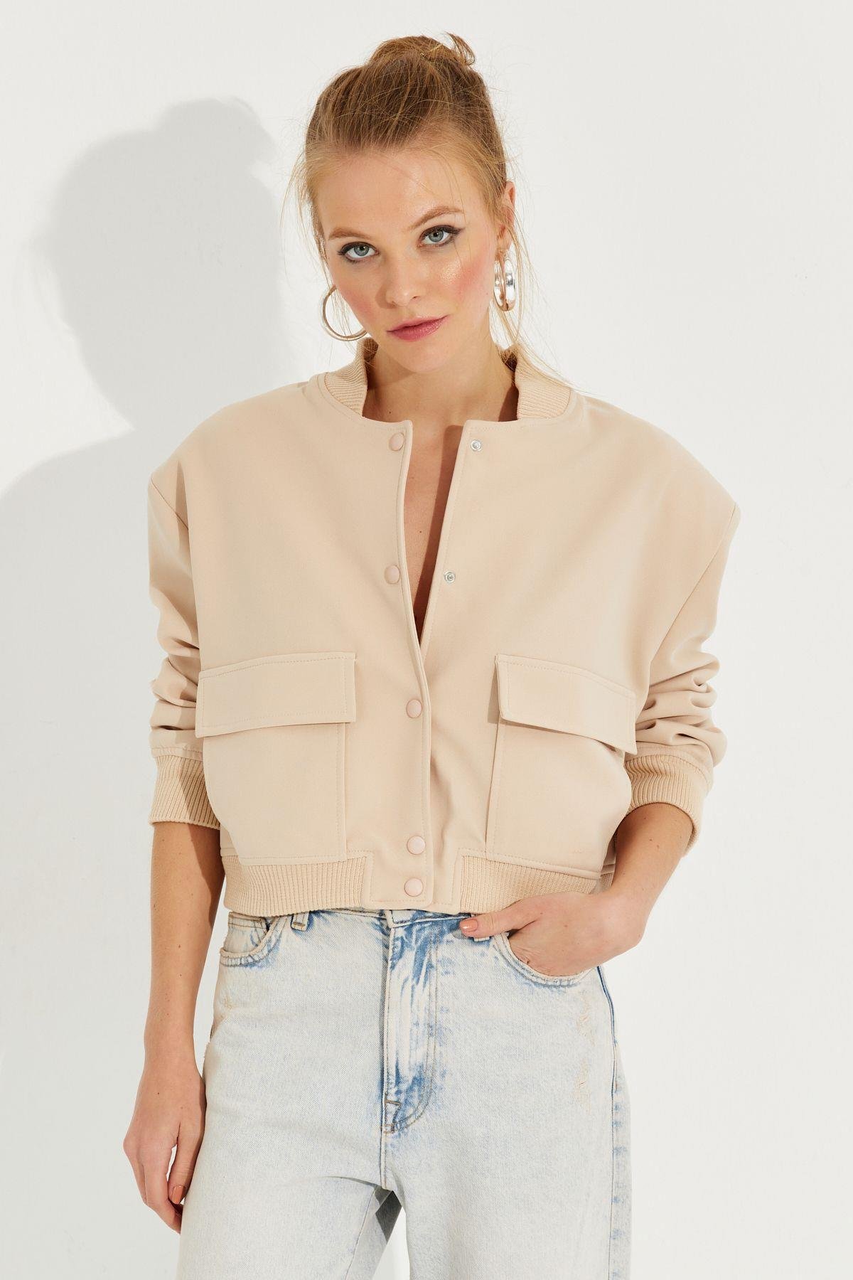 Kadın Siyah Bomber Ceket QRS8375