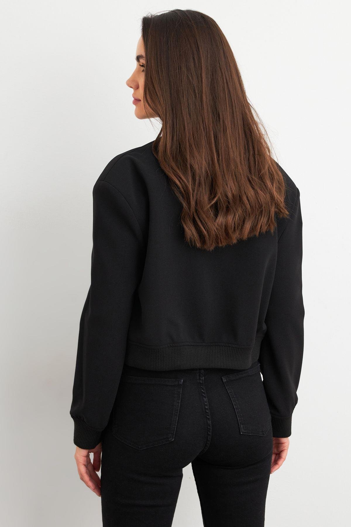Kadın Siyah Bomber Ceket QRS8375