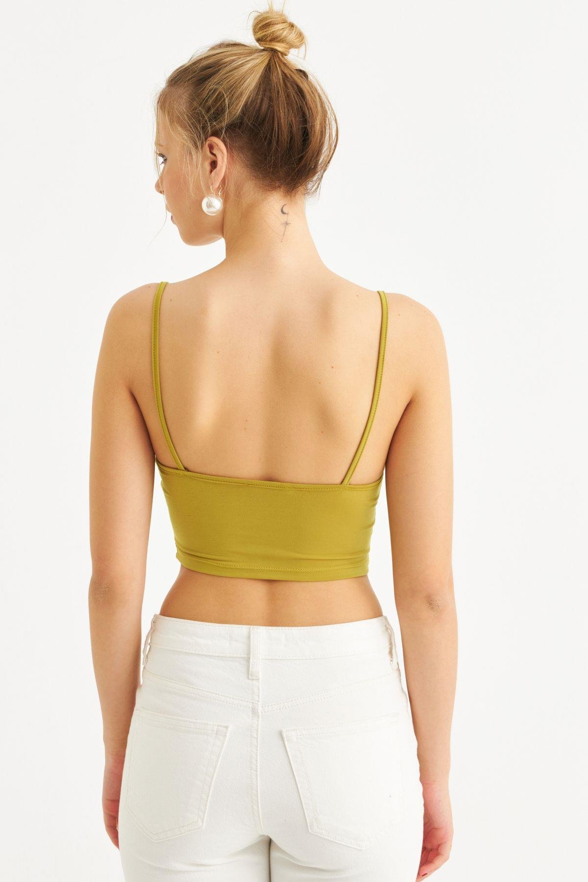 Kadın Siyah Crop Bluz ZH259