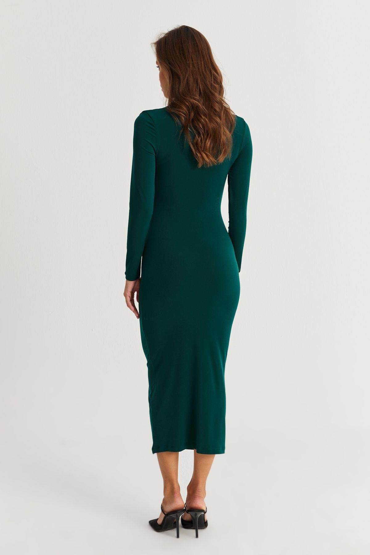 Kadın Siyah Drape Maxi Elbise DMR377