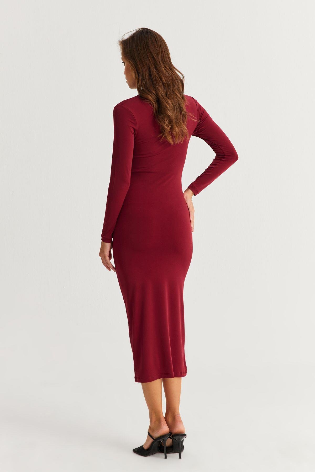 Kadın Siyah Drape Maxi Elbise DMR377