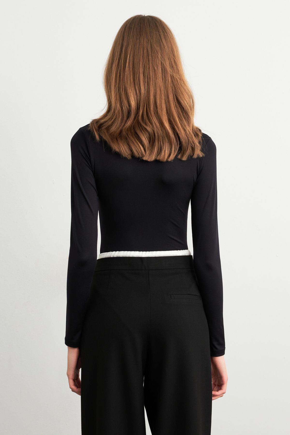 Kadın Siyah Fermuarlı Basic Body CY353