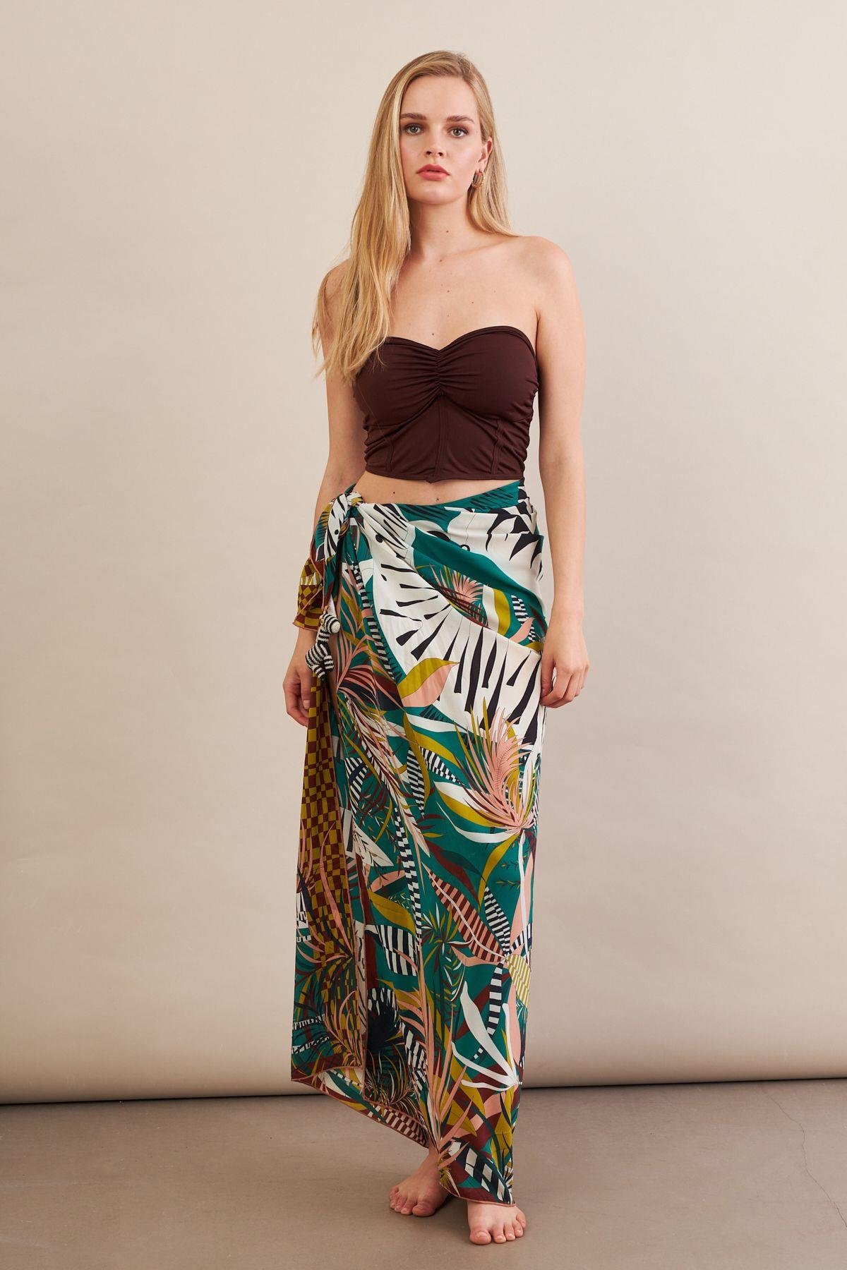 Kadın Siyah Korse Dikişli Crop Bluz AN6025