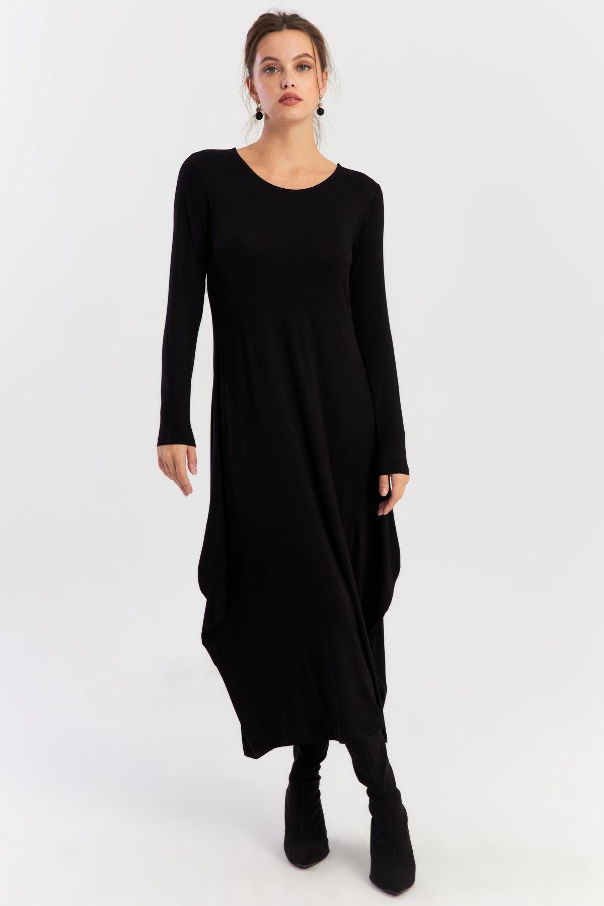 Kadın Siyah Midi Elbise LPP1272