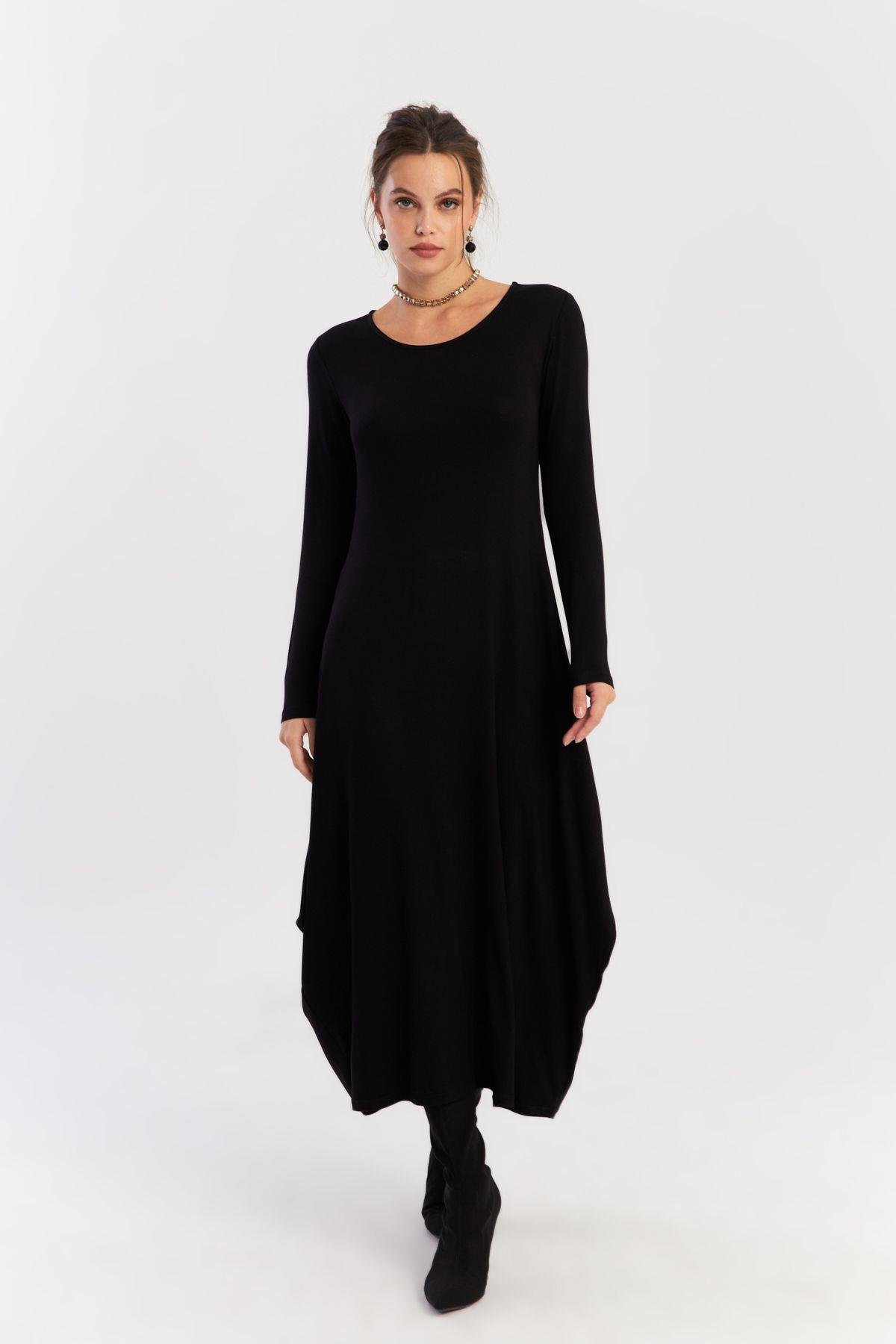 Kadın Siyah Midi Elbise LPP1272