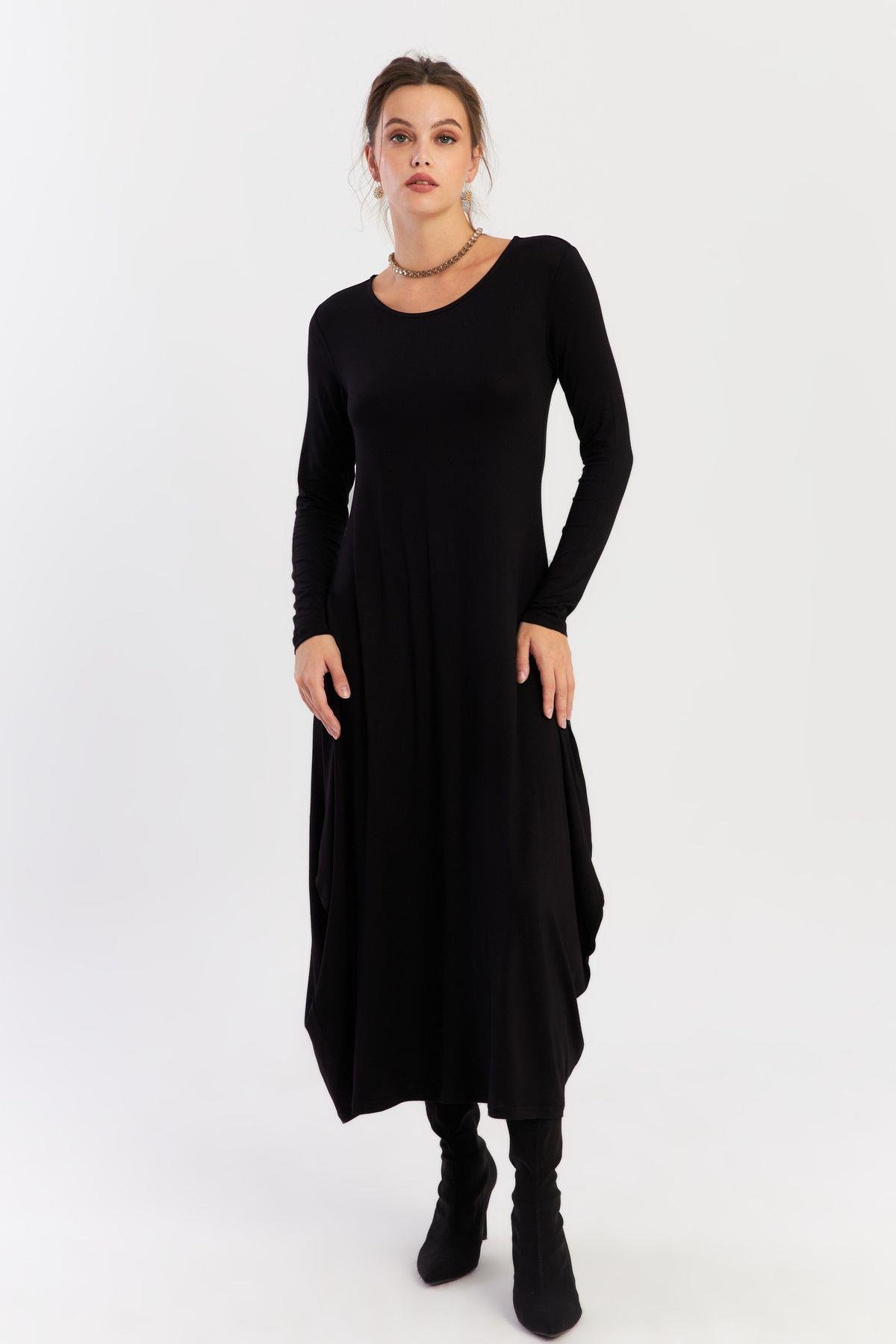 Kadın Siyah Midi Elbise LPP1272