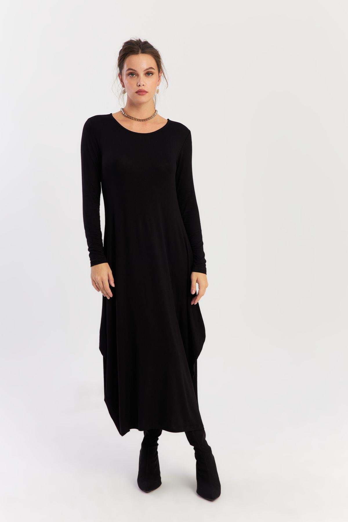 Kadın Siyah Midi Elbise LPP1272