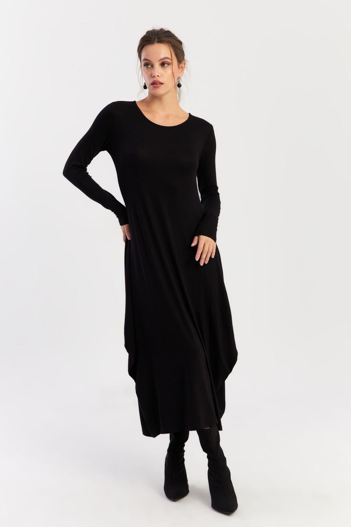 Kadın Siyah Midi Elbise LPP1272
