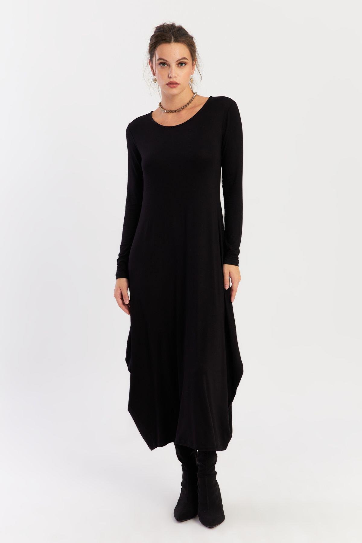 Kadın Siyah Midi Elbise LPP1272