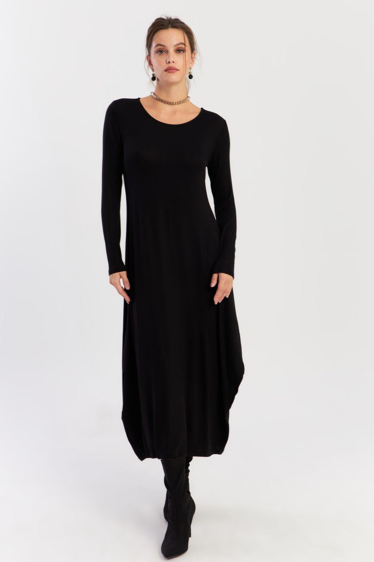 Kadın Siyah Midi Elbise LPP1272