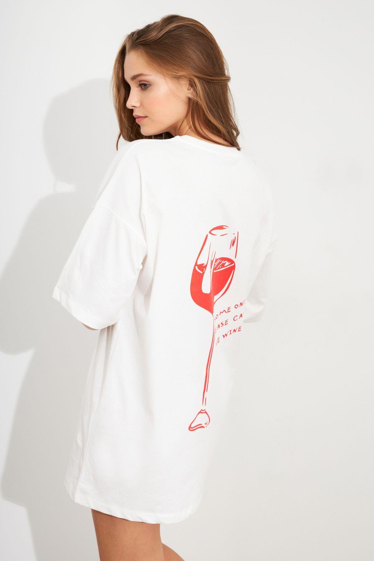 Kadın Siyah Oversize Pijama T-Shirt TPG14