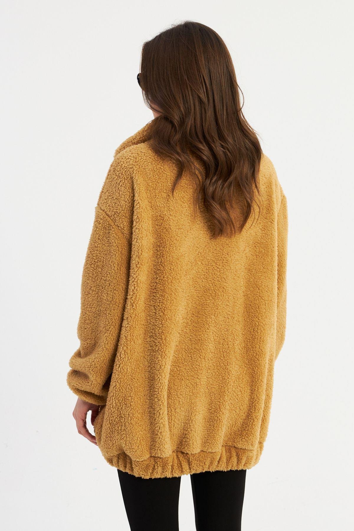 Kadın Siyah Peluş Mont MLYT58