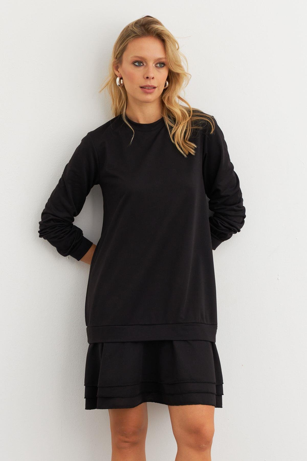 Kadın Siyah Sweat Elbise EY3016