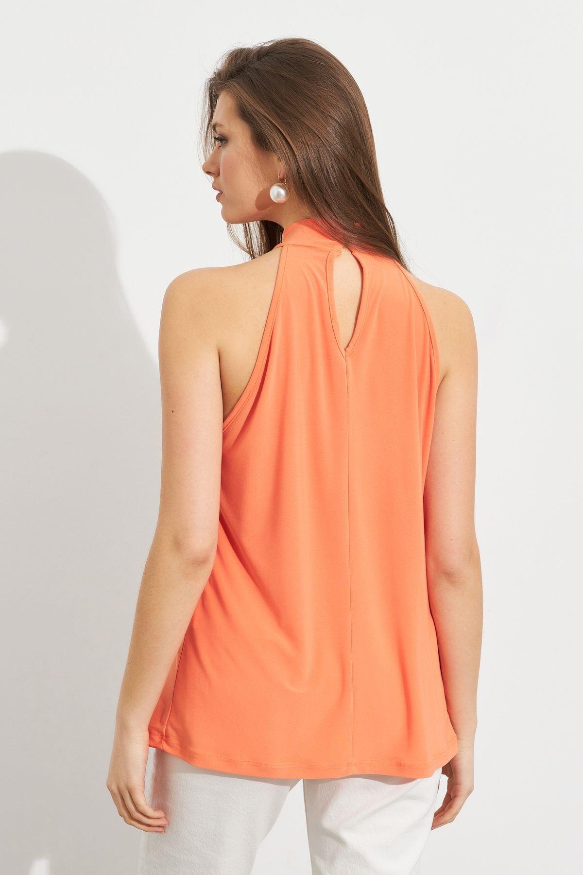 Kadın Turuncu Halter Yaka Desenli Bluz LPP1273