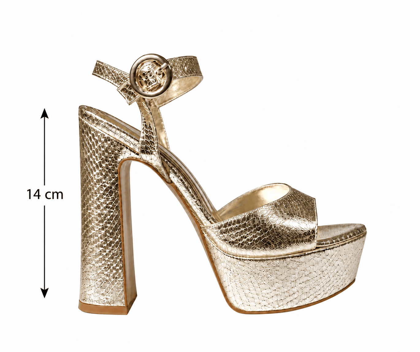 Kadın Altın Renkli Dolgu Topuklu Abiye Ayakkabı 14 cm Platform Topuk
