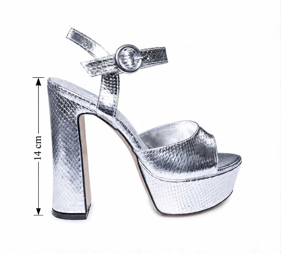Kadın Gümüş Renkli Dolgu Topuklu Abiye Ayakkabı 12 cm Platform Topuk
