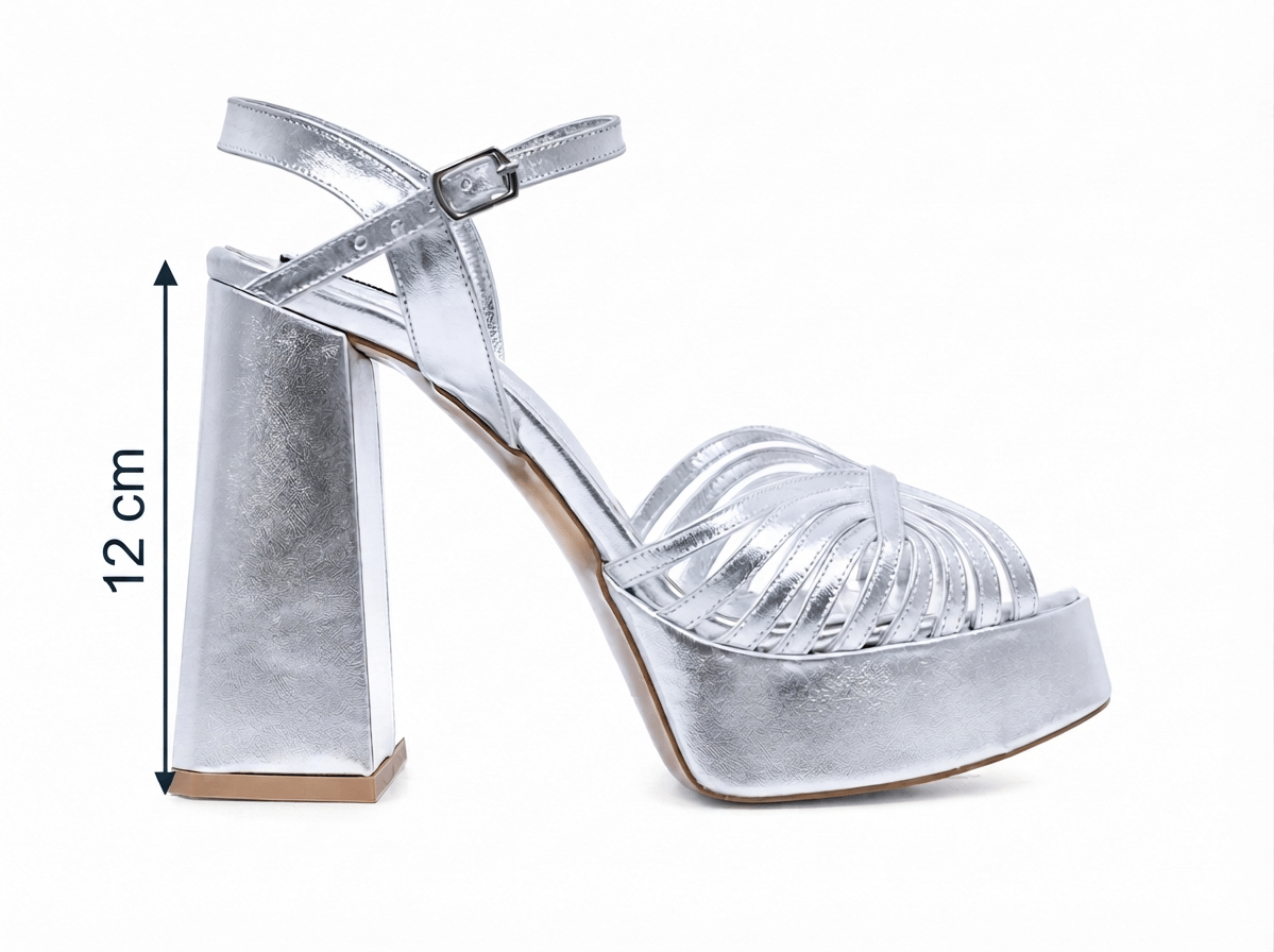 Kadın Gümüş Renkli Dolgu Topuklu Abiye Ayakkabı 12 cm Platform Topuk