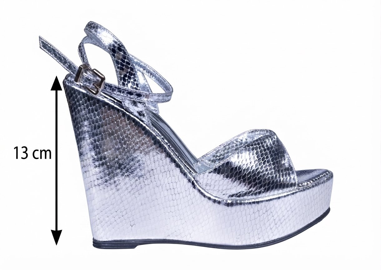 Kadın Gümüş Renkli Dolgu Topuklu Abiye Ayakkabı 13 cm Platform Topuk