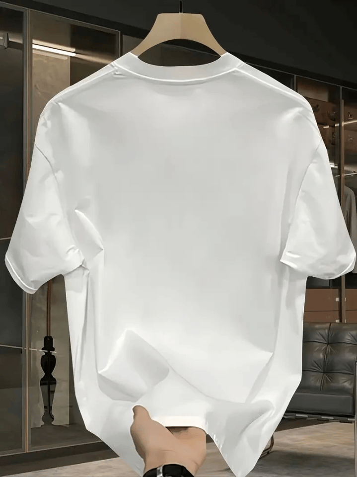Baskılı Oversize Bisiklet Yaka T-shirt - Beyaz