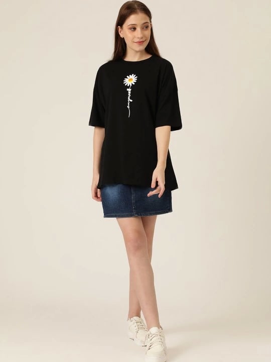 Baskılı T-shirt - Siyah