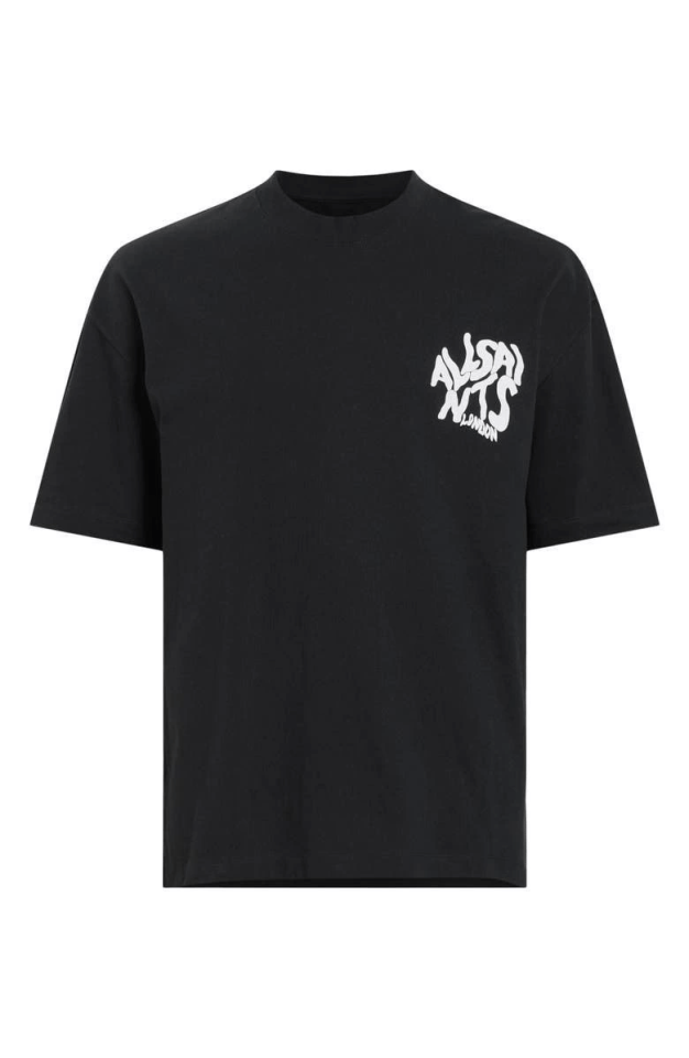 Erkek Baskılı Oversize T-shirt - Siyah