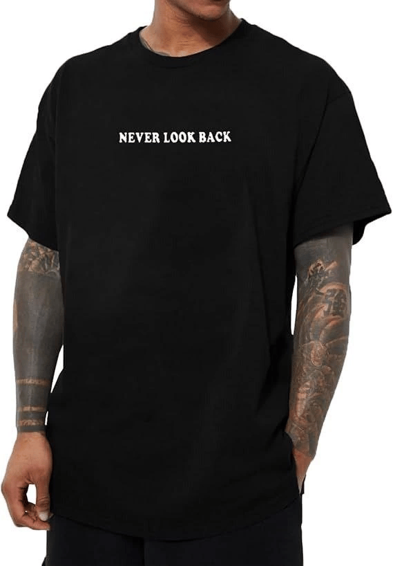 Erkek Bisiklet Yaka Kısa Kol Baskılı T-shirt - Siyah