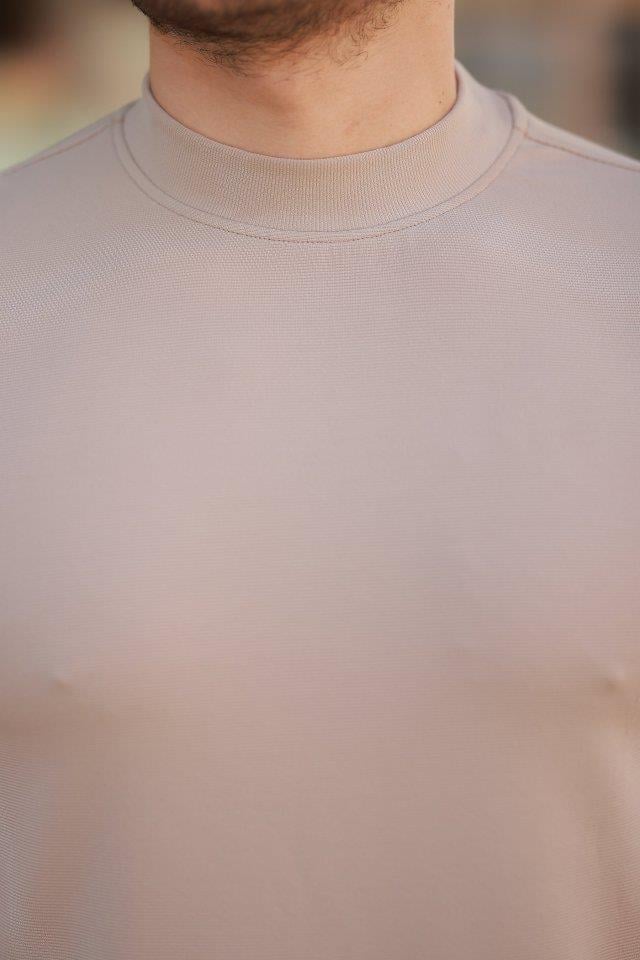 Erkek Ince çizgi Dokulu Kısa Kollu T-shirt