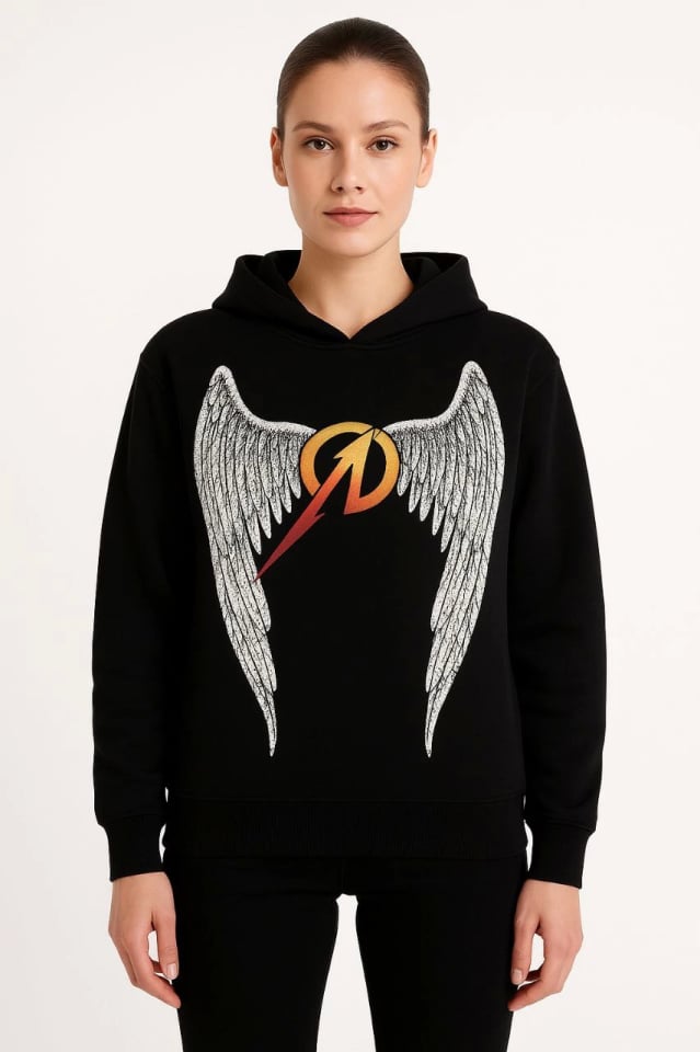 Metallica İki İplik Kapüşonlu Ön Ve Arka Baskılı Hoodie - Siyah