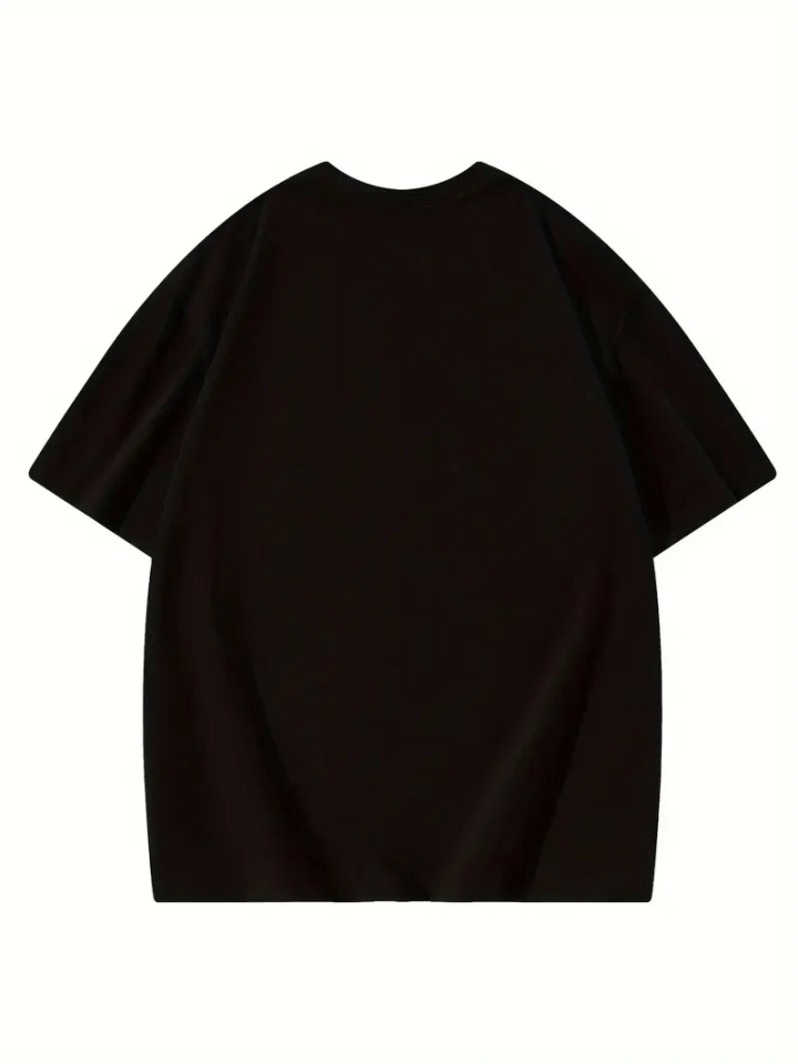 Thousand Baskılı Oversize Bisiklet Yaka T-shirt - Siyah