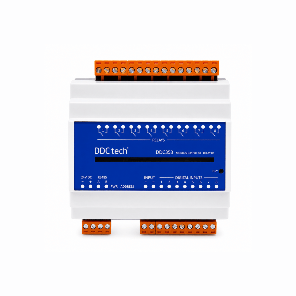 DDCTech 353 RS-485 Modbus I/O Ek Genişleme Modülü (8 R, 8 D/I)