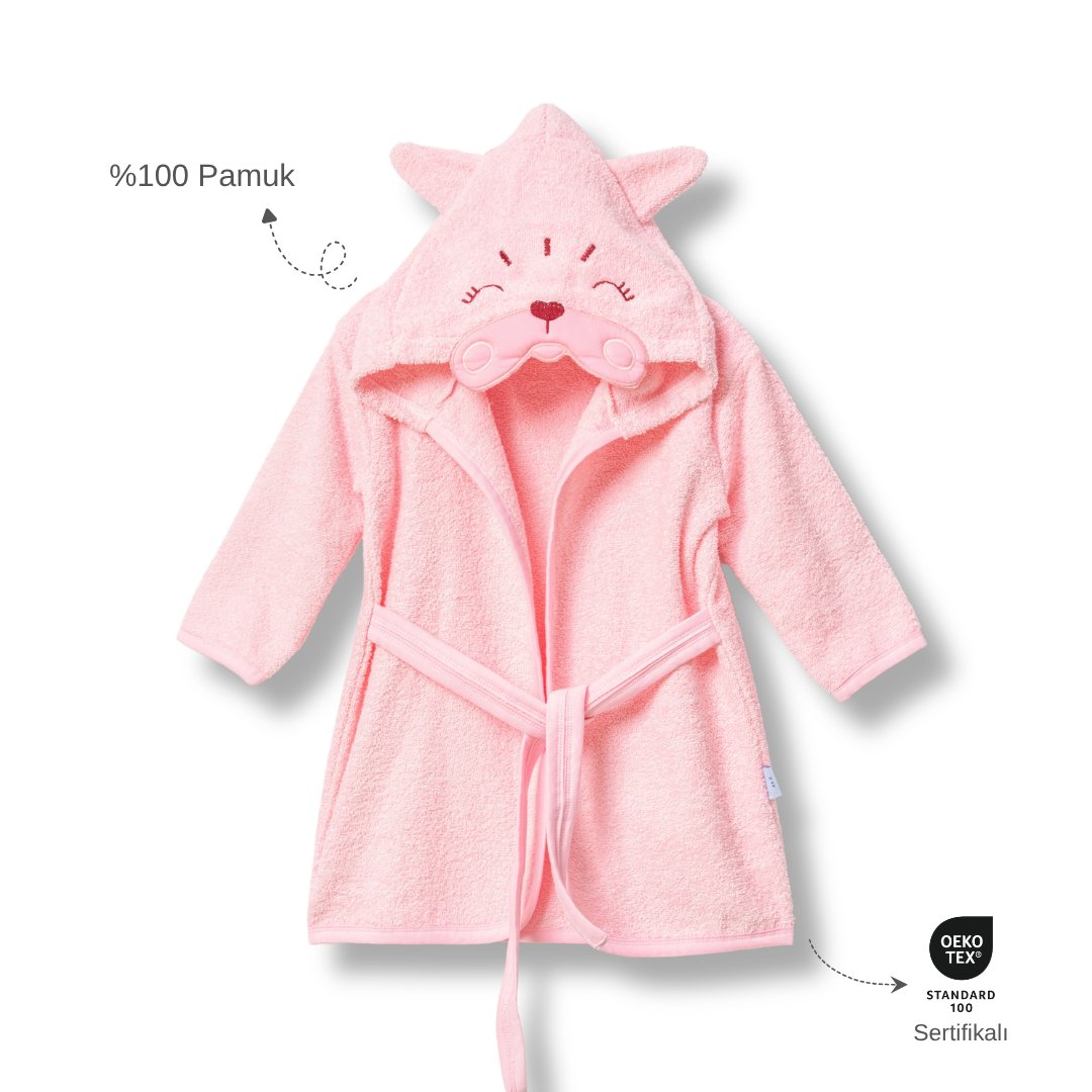 Ankibaby %100 Pamuk Kedicik Bornoz