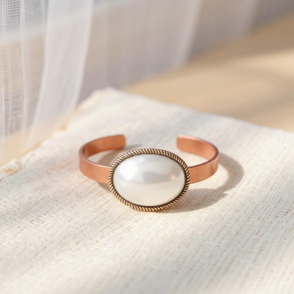 Bronz Eskitme Oval Kelepçe Bileklik